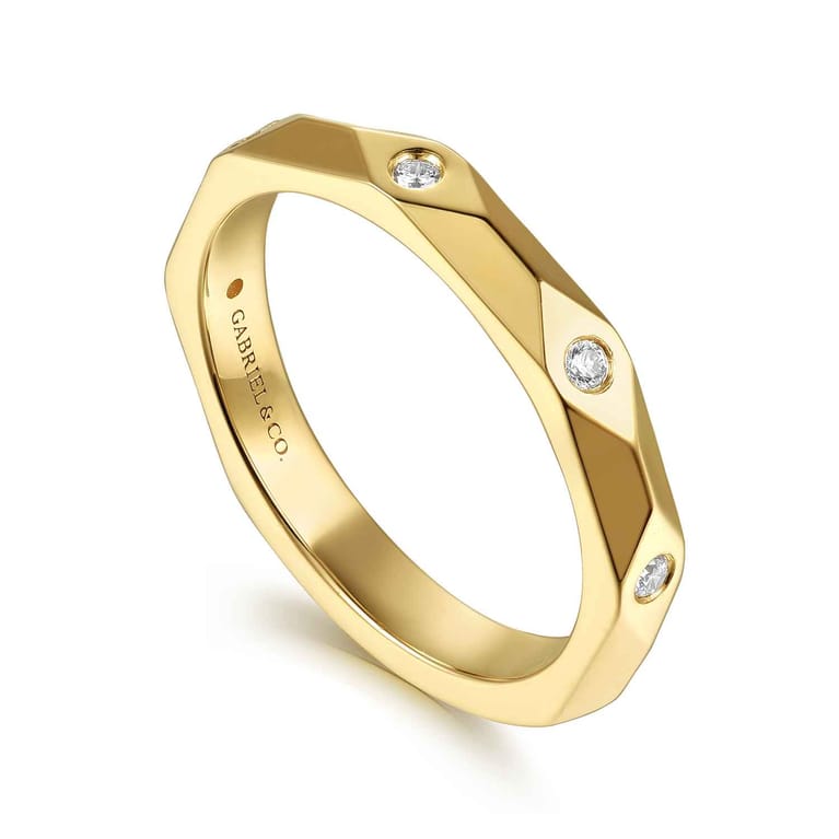 Straight Wedding Ring in 14k Yellow Gold with  Natural Diamond at Gabriel & Co. - Shot 3
