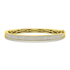 14K Yellow Gold Four Row Diamond Bangle