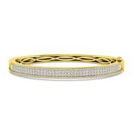 14K Yellow Gold Four Row Diamond Bangle
