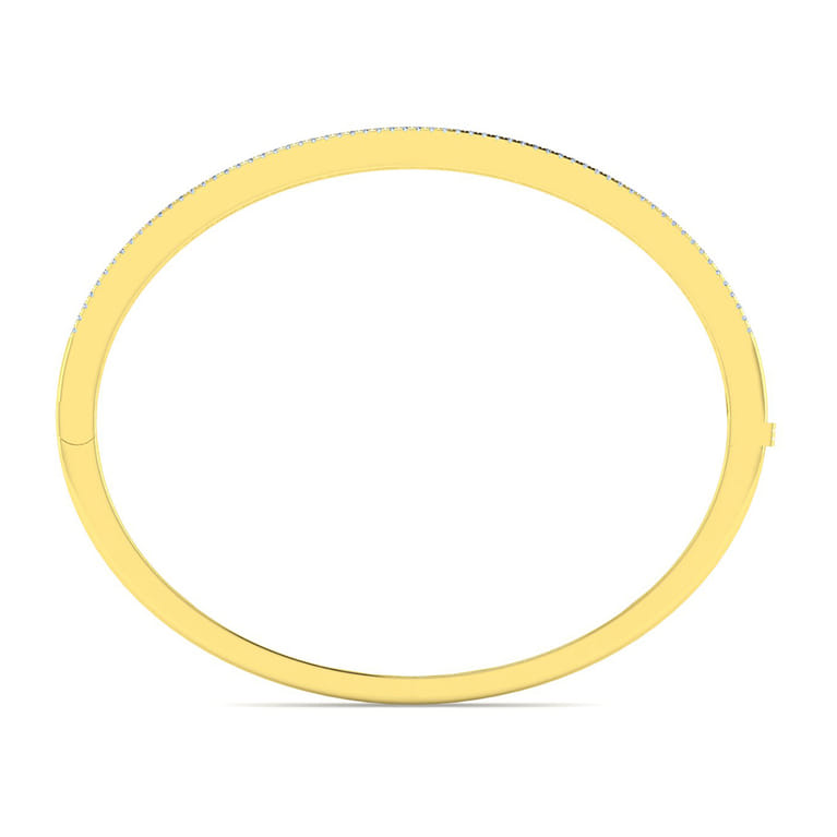 14K Yellow Gold Four Row Diamond Bangle - 1.83 ct - Shot 3