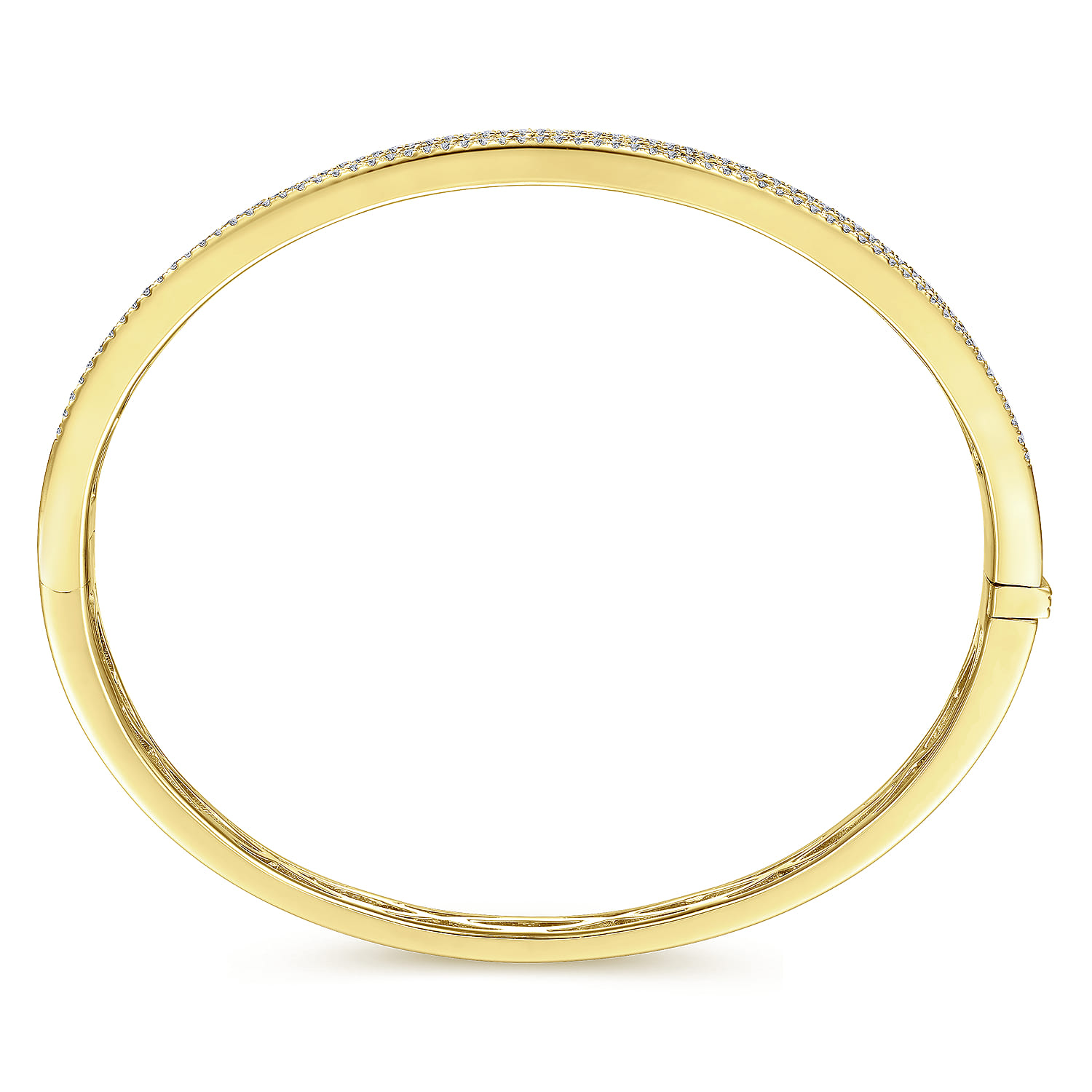 14K Yellow Gold Four Row Diamond Bangle - 2 ct - Shot 3