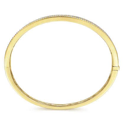 14K Yellow Gold Four Row Diamond Bangle