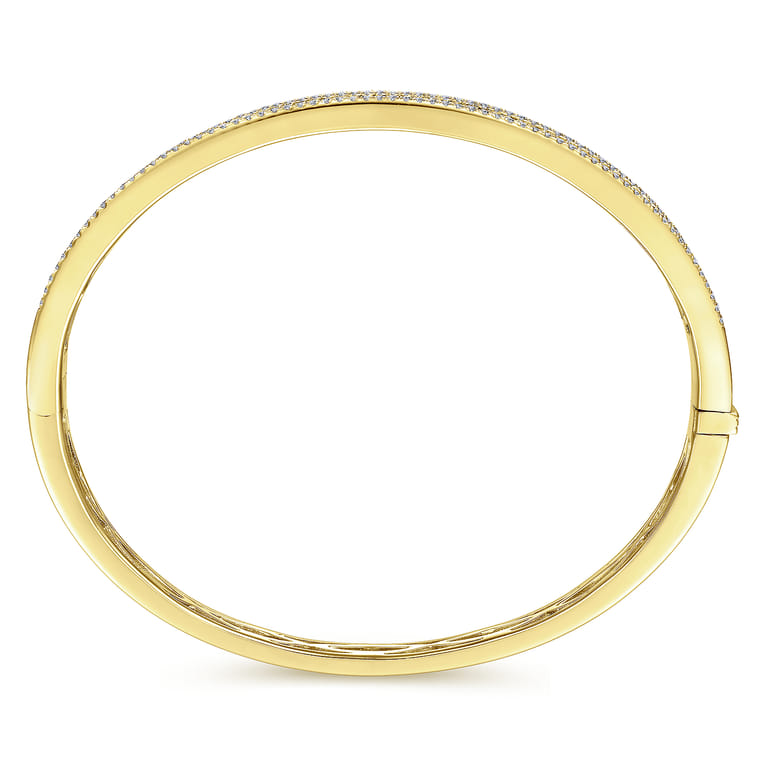 14K Yellow Gold Four Row Diamond Bangle - 2 ct - Shot 3