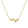 14K Yellow Gold Four Star Diamond Bar Necklace - 0.03 ct