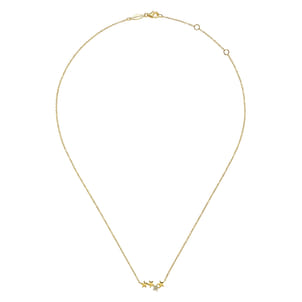 14K Yellow Gold Four Star Diamond Bar Necklace