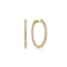 14K Yellow Gold French Pave 20mm Round Inside Out Diamond Hoop Earrings - 1 ct