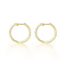 14K Yellow Gold French Pave 20mm Round Inside Out Diamond Hoop Earrings - 1.55 ct