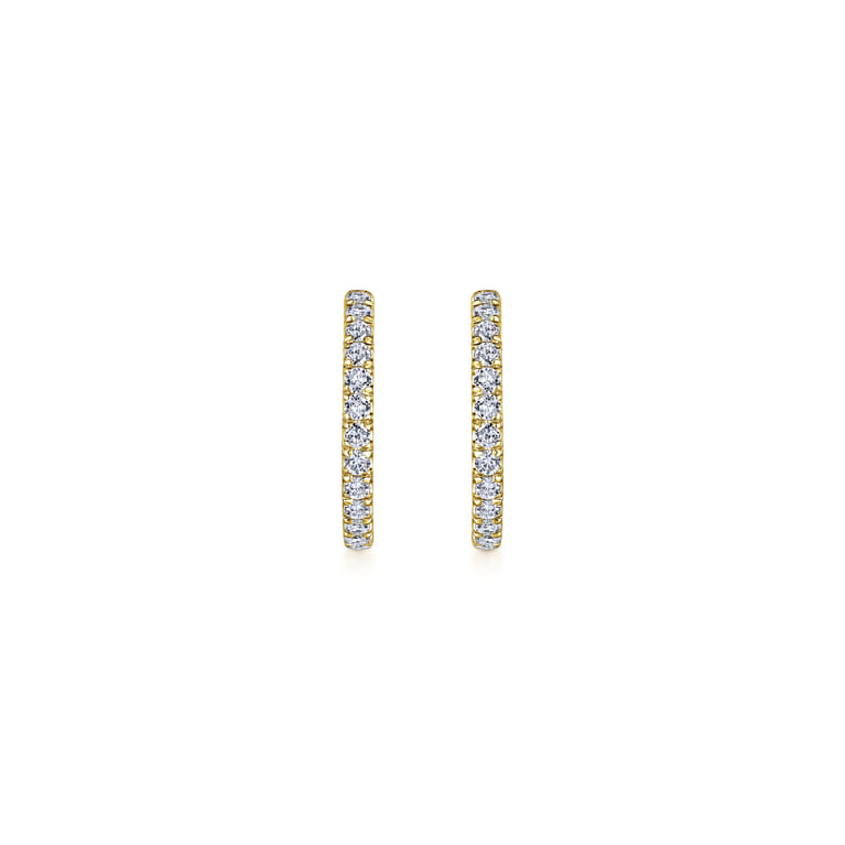 14K Yellow Gold French Pave 20mm Round Inside Out Diamond Hoop Earrings - 1.95 ct - Shot 3