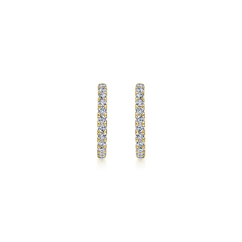 14K Yellow Gold French Pave 20mm Round Inside Out Diamond Hoop Earrings - 2.35 ct - Shot 3