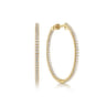 14K Yellow Gold French Pave 30mm Round Inside Out Diamond Hoop Earrings - 1 ct