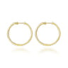 14K Yellow Gold French Pave 30mm Round Inside Out Diamond Hoop Earrings - 1.9 ct