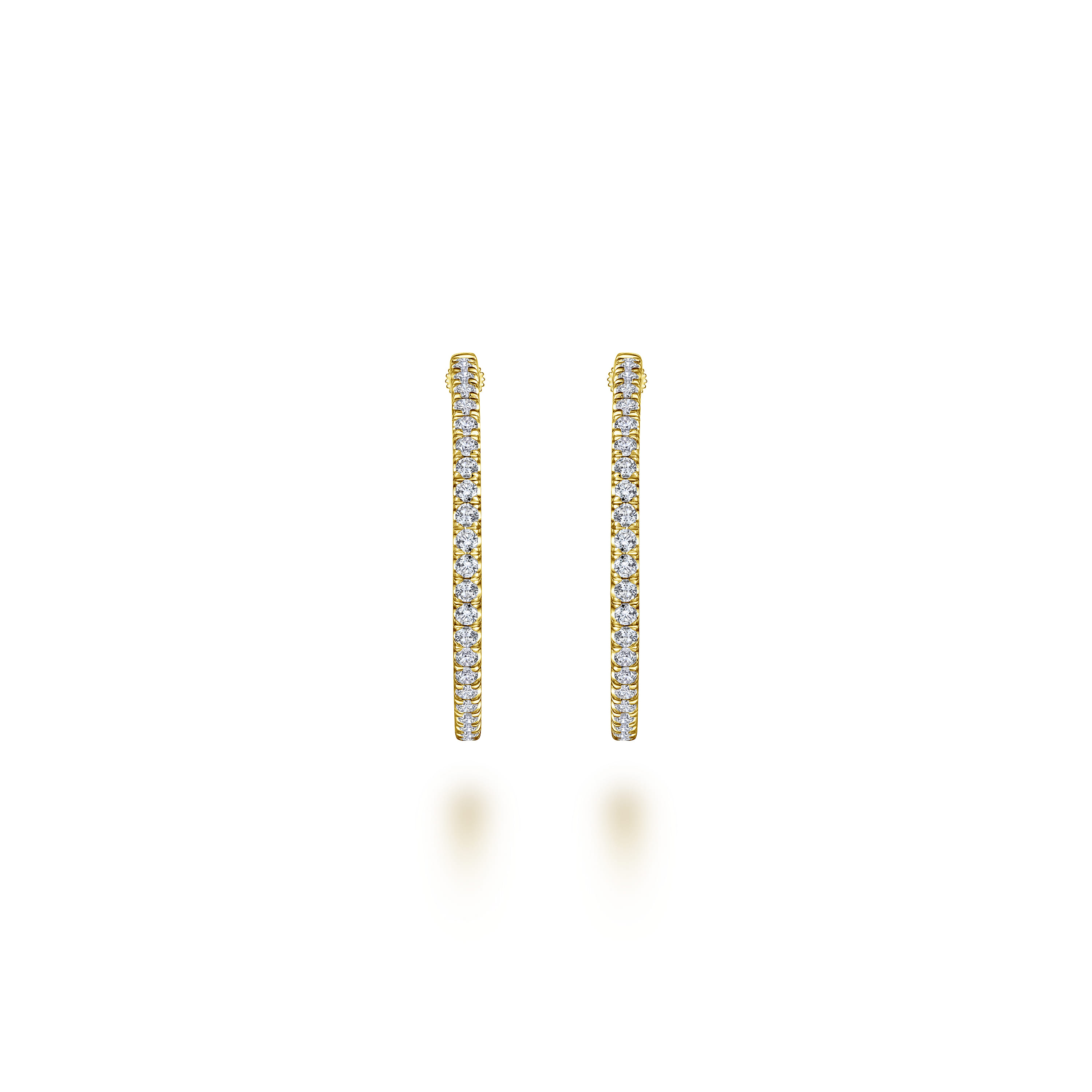 14K Yellow Gold French Pave 30mm Round Inside Out Diamond Hoop Earrings - 1.9 ct - Shot 3