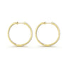 14K Yellow Gold French Pave 30mm Round Inside Out Diamond Hoop Earrings - 2.4 ct