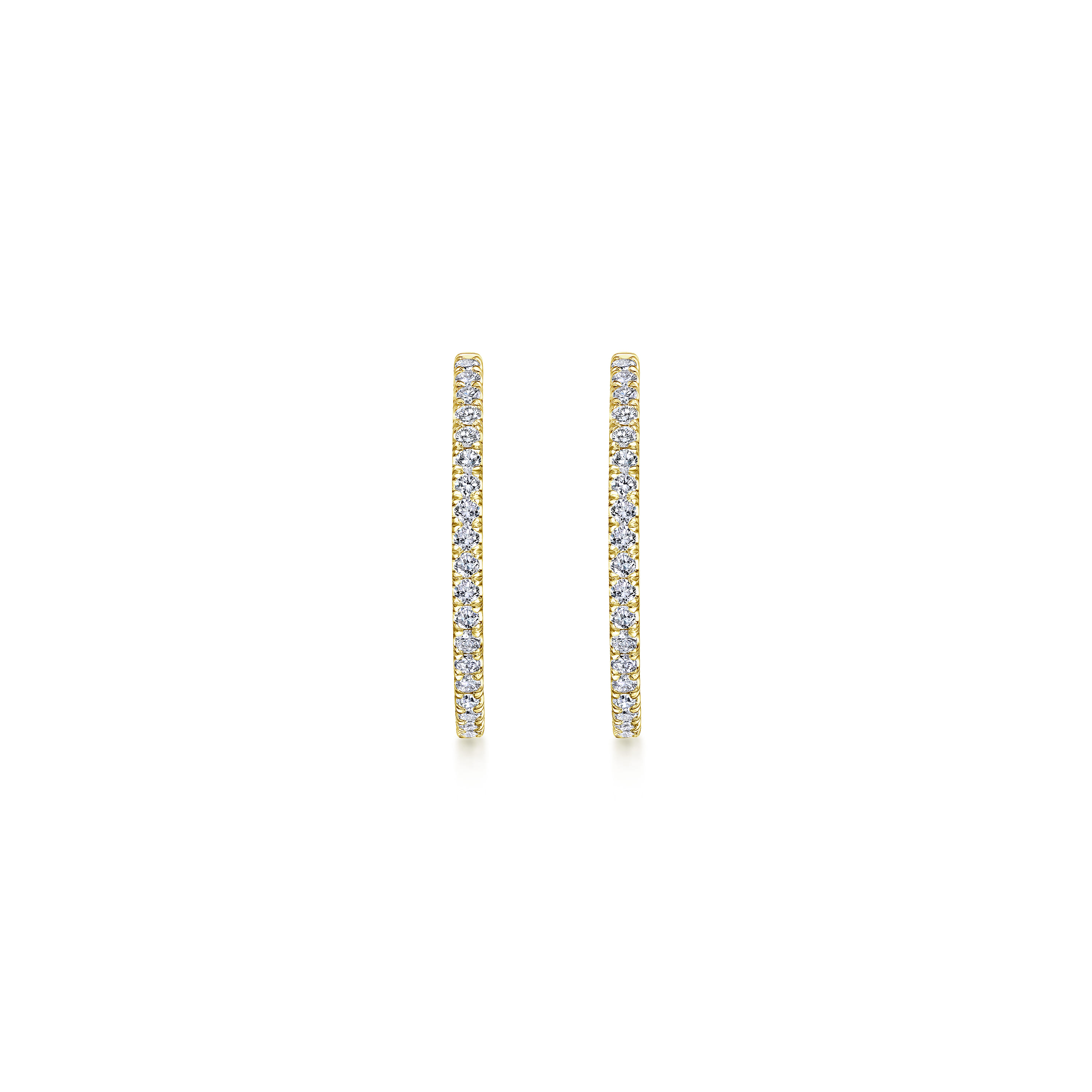 14K Yellow Gold French Pave 30mm Round Inside Out Diamond Hoop Earrings - 2.4 ct - Shot 3