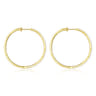 14K Yellow Gold French Pave 40mm Round Inside Out Diamond Hoop Earrings - 1.05 ct