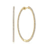 14K Yellow Gold French Pave 40mm Round Inside Out Diamond Hoop Earrings - 1.5 ct
