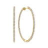14K Yellow Gold French Pave 40mm Round Inside Out Diamond Hoop Earrings - 1.9 ct
