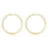 14K Yellow Gold French Pave 40mm Round Inside Out Diamond Hoop Earrings - 1.9 ct