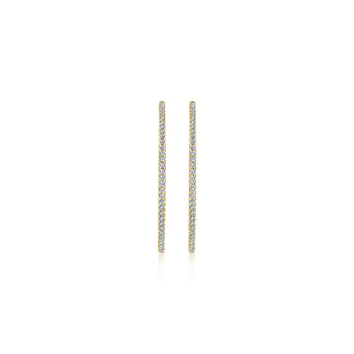 14K Yellow Gold French Pave 40mm Round Inside Out Diamond Hoop Earrings - 1.9 ct - Shot 3