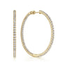 14K Yellow Gold French Pave 40mm Round Inside Out Diamond Hoop Earrings - 2.95 ct