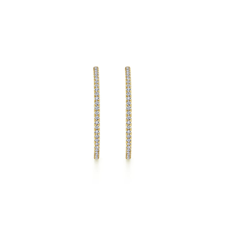 14K Yellow Gold French Pave 40mm Round Inside Out Diamond Hoop Earrings - 2.95 ct - Shot 3