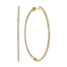 14K Yellow Gold French Pave 50mm Round Inside Out Diamond Classic Hoop Earrings - 1.3 ct