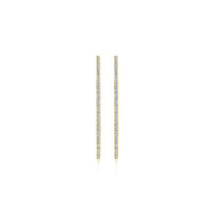 14K Yellow Gold French Pave 50mm Round Inside Out Diamond Hoop Earrings