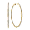 14K Yellow Gold French Pave 50mm Round Inside Out Diamond Hoop Earrings - 2.4 ct