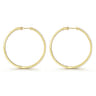 14K Yellow Gold French Pave 50mm Round Inside Out Diamond Hoop Earrings - 2.4 ct