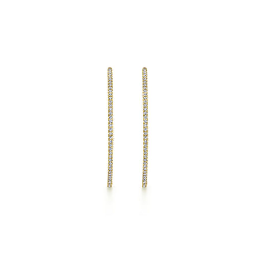 14K Yellow Gold French Pave 50mm Round Inside Out Diamond Hoop Earrings - 2.4 ct - Shot 3