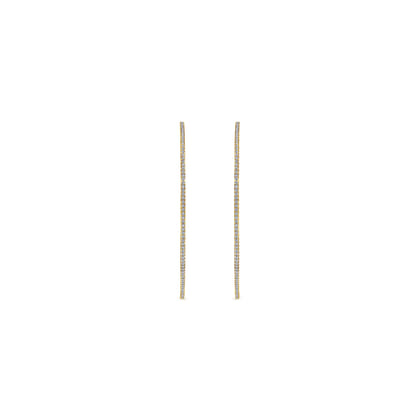14K Yellow Gold French Pave 60mm Round Inside Out Diamond Classic Hoop Earrings