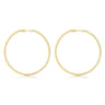 14K Yellow Gold French Pave 60mm Round Inside Out Diamond Classic Hoop Earrings - 2.2 ct