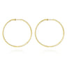 14K Yellow Gold French Pave 60mm Round Inside Out Diamond Classic Hoop Earrings - 2.9 ct