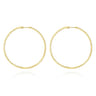 14K Yellow Gold French Pave 70mm Round Inside Out Diamond Classic Hoop Earrings - 2.55 ct