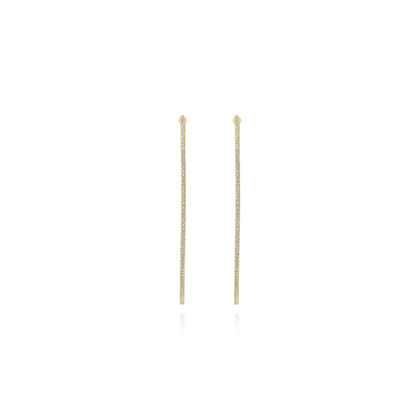 14K Yellow Gold French Pave 70mm Round Inside Out Diamond Classic Hoop Earrings