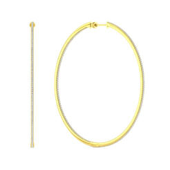 14K Yellow Gold French Pave 80mm Round Inside Out Diamond Hoop Earrings