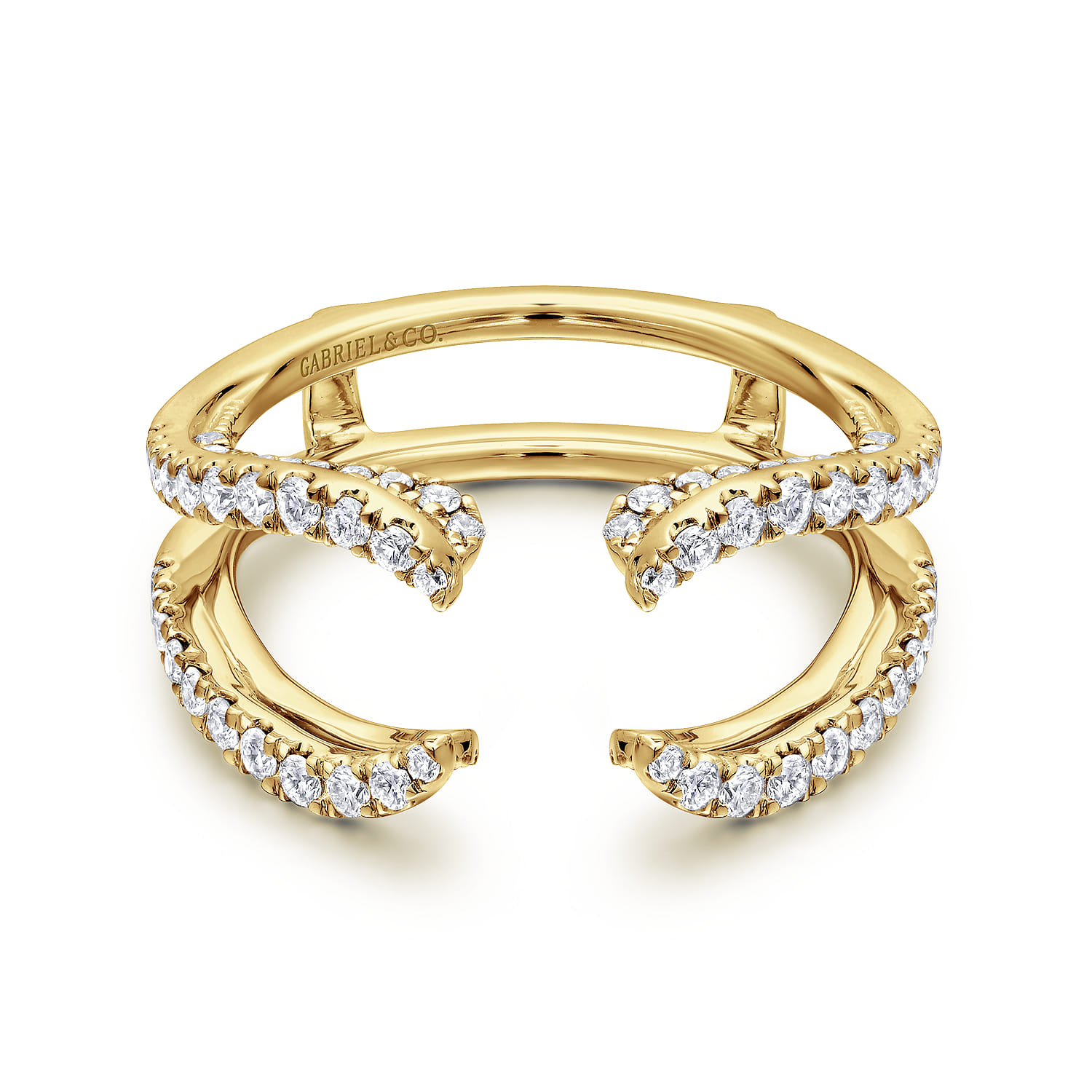 Enhancer Wedding Ring in 14k Yellow Gold with Round Natural Diamond at Gabriel & Co. - Shot 1