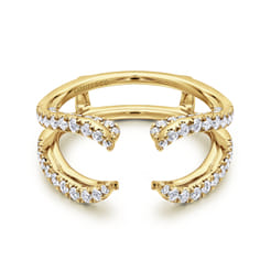 14K Yellow Gold French Pave Set Diamond Ring Enhancer