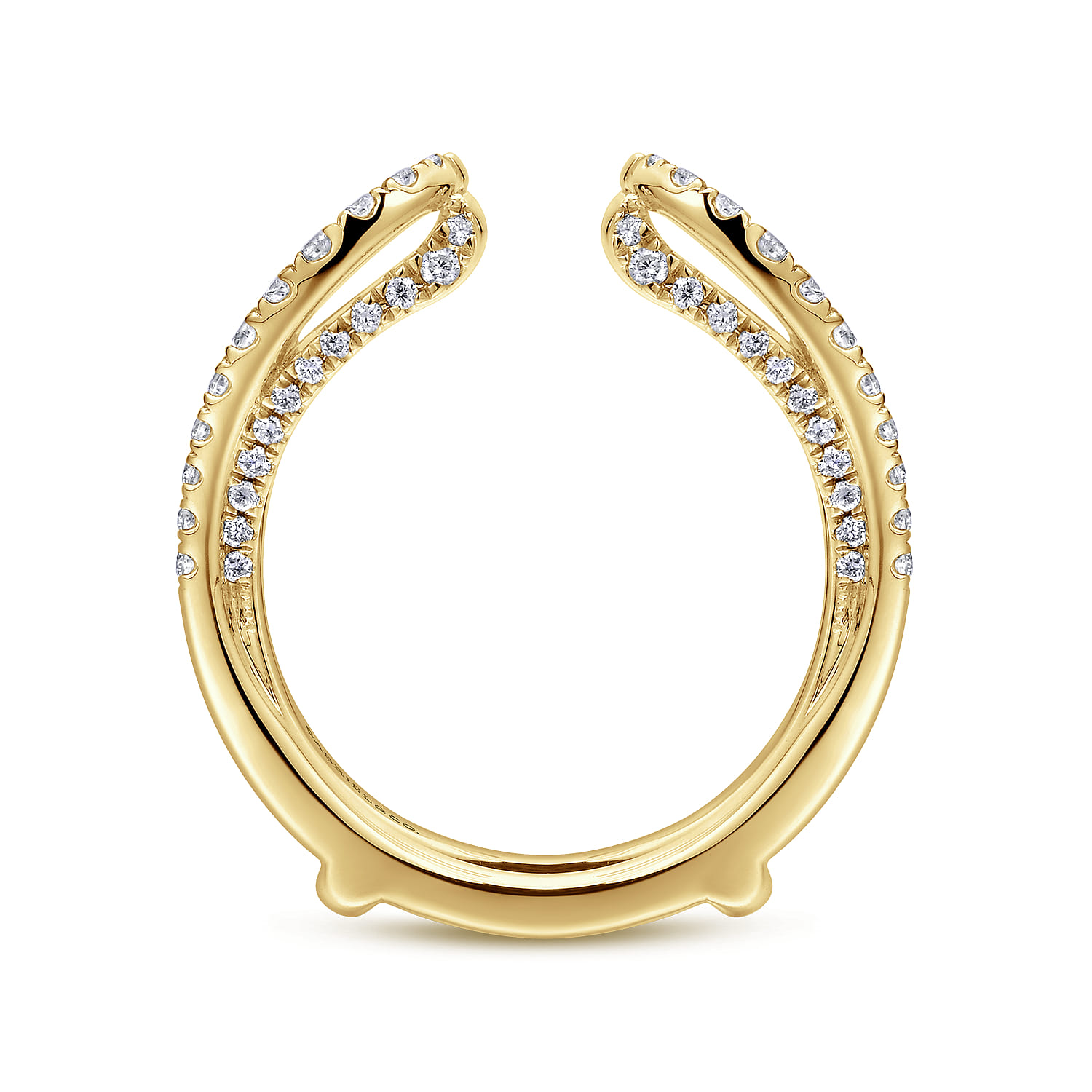 Enhancer Wedding Ring in 14k Yellow Gold with Round Natural Diamond at Gabriel & Co. - Shot 2