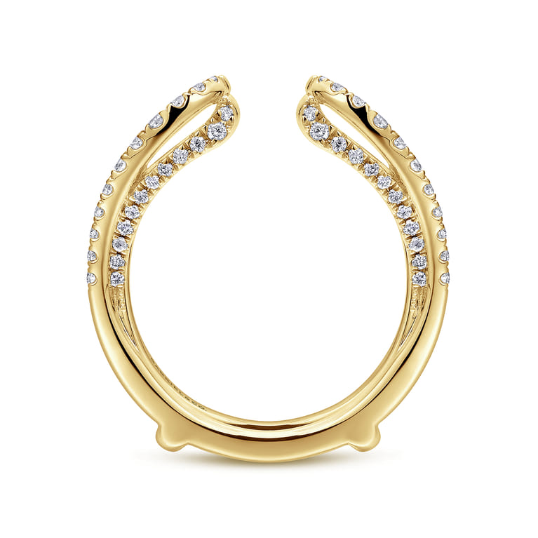 Enhancer Wedding Ring in 14k Yellow Gold with Round Natural Diamond at Gabriel & Co. - Shot 2
