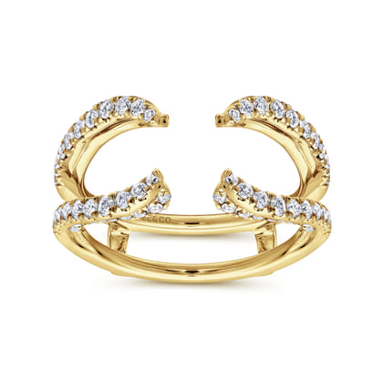14K Yellow Gold French Pave Set Diamond Ring Enhancer