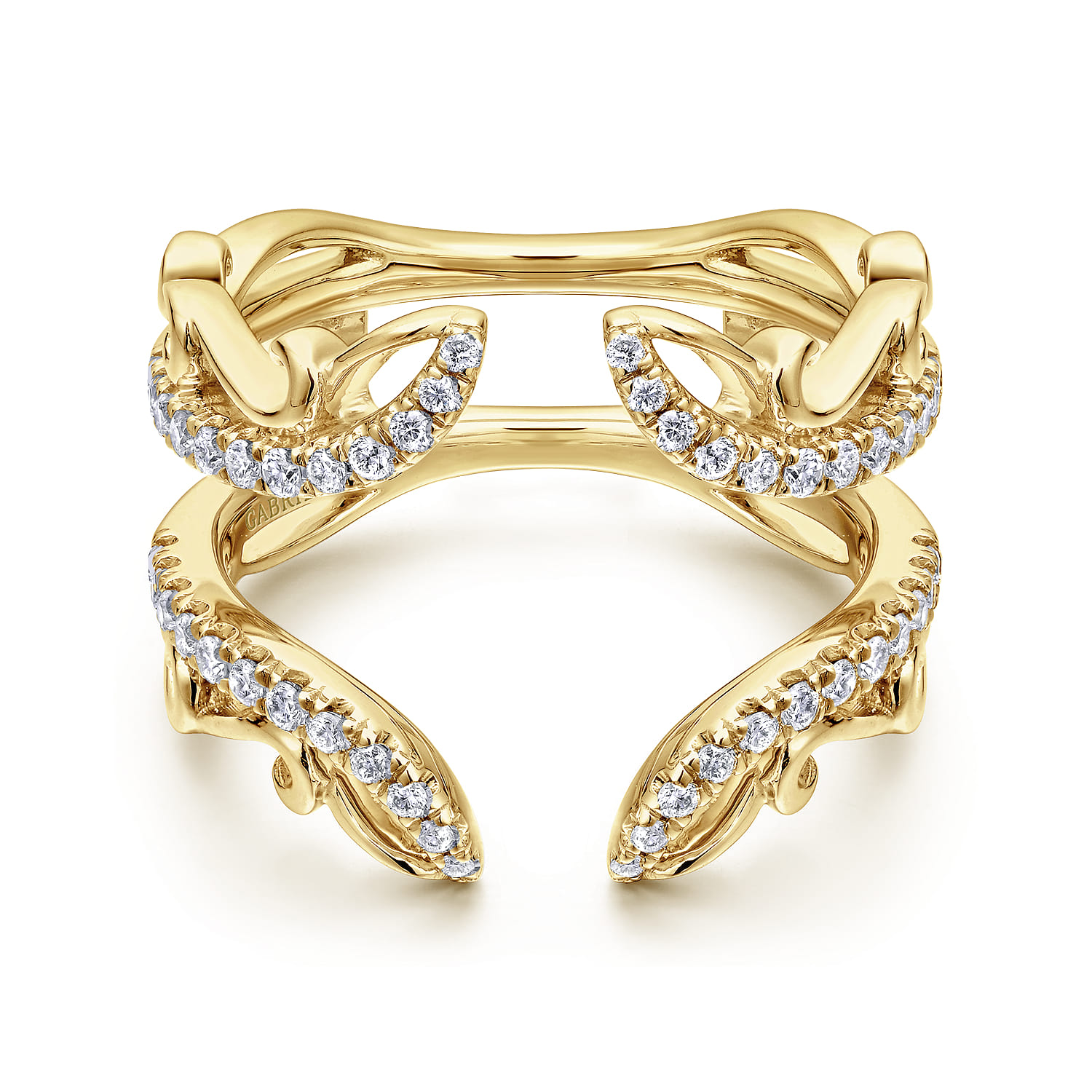 Enhancer Wedding Ring in 14k Yellow Gold with Round Natural Diamond at Gabriel & Co. - Shot 1