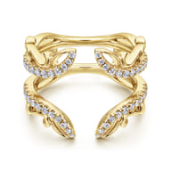 14K Yellow Gold French Pave Set Diamond Ring Enhancer