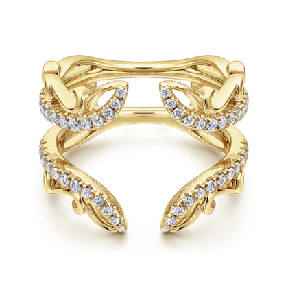 14K Yellow Gold French Pave Set Diamond Ring Enhancer