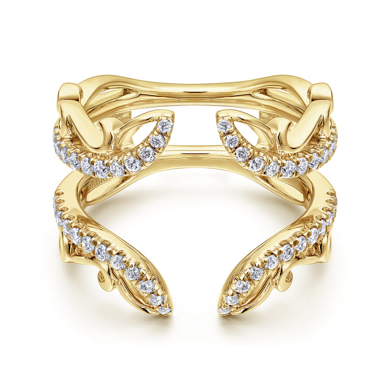Enhancer Wedding Ring in 14k Yellow Gold with Round Natural Diamond at Gabriel & Co. - Shot 1