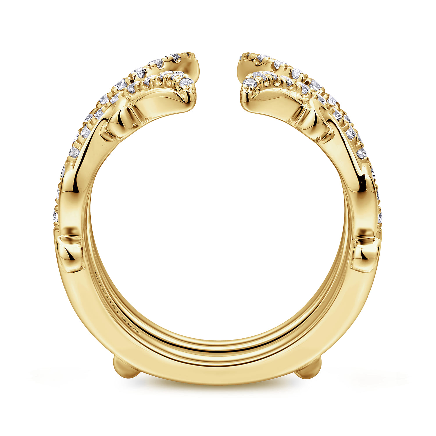 Enhancer Wedding Ring in 14k Yellow Gold with Round Natural Diamond at Gabriel & Co. - Shot 2