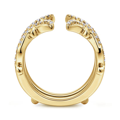 14K Yellow Gold French Pave Set Diamond Ring Enhancer