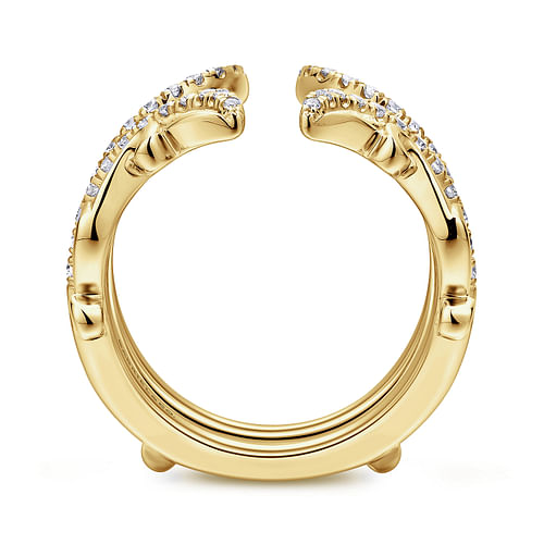 14K Yellow Gold  French Pave Set Diamond Ring Enhancer - 0.35 ct - Shot 2