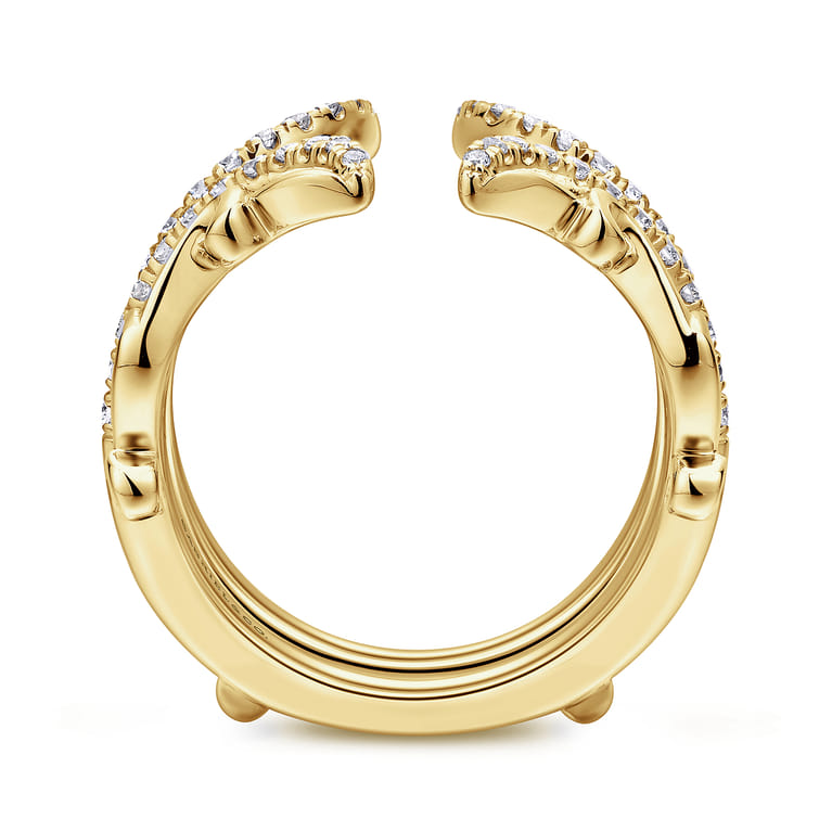 Enhancer Wedding Ring in 14k Yellow Gold with Round Natural Diamond at Gabriel & Co. - Shot 2