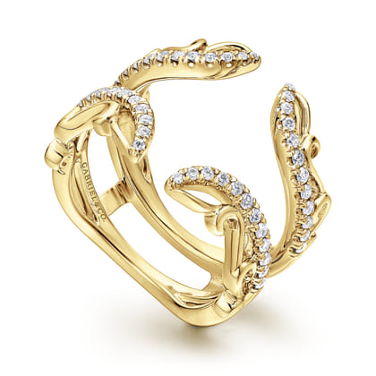14K Yellow Gold French Pave Set Diamond Ring Enhancer